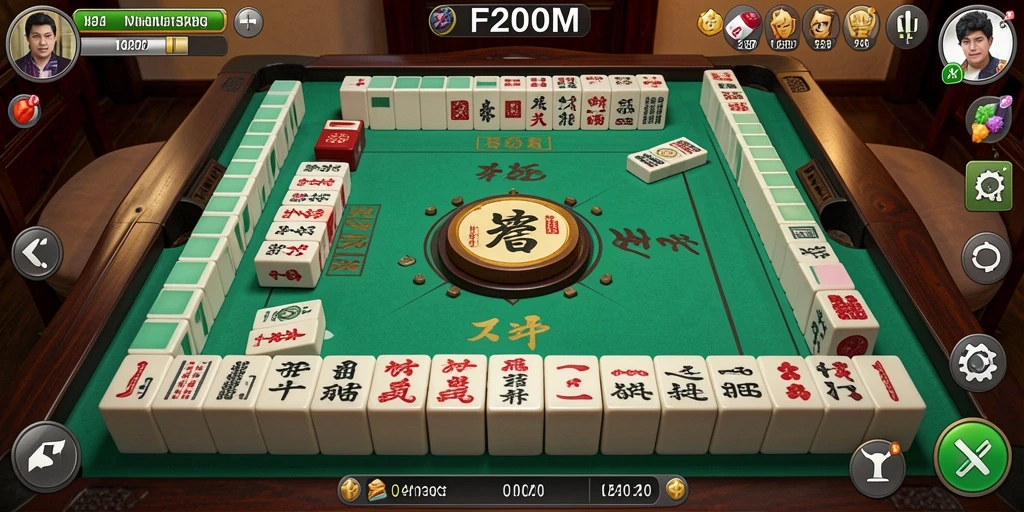 Tampilan gameplay seru dalam F200M dengan fitur Mahjong yang menarik.