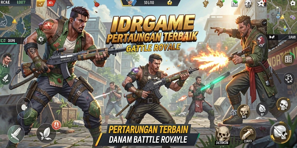 Tampilan gameplay intens dari IDRGAME dalam pertempuran Battle Royale.