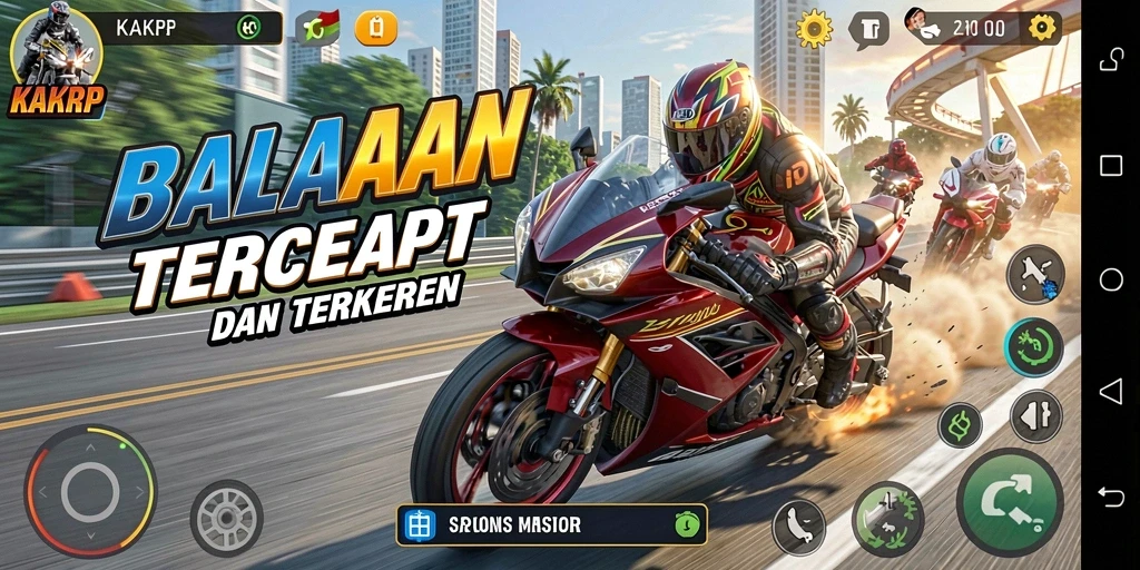 Gameplay seru dengan balapan motor cepat di KAKRP.