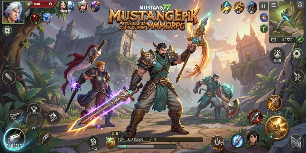 Tampilan permainan <strong>MUSTANG77</strong> yang penuh warna dan aksi mendebarkan.