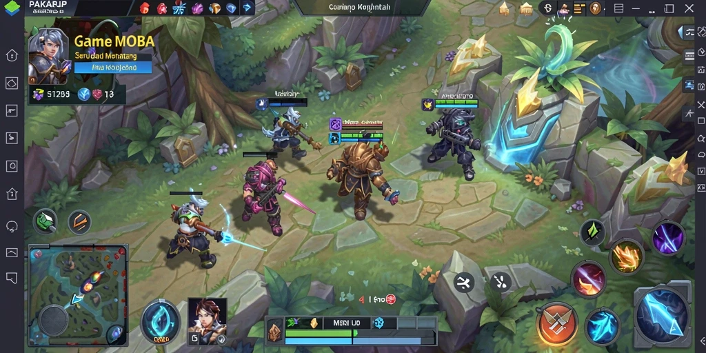 Screenshot PAKARJP yang menunjukkan aksi seru dalam pertempuran MOBA.
