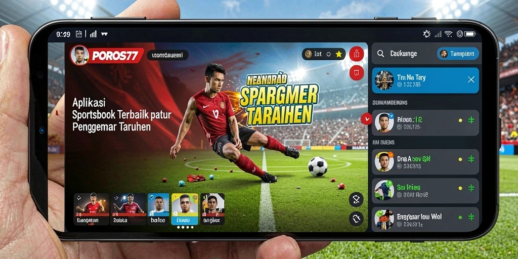 Tampilan antarmuka aplikasi POROS77 saat bermain taruhan olahraga.