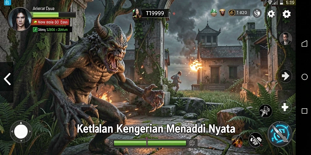 Screenshot utama T9999 menampilkan suasana mencekam dari gameplay Horror.