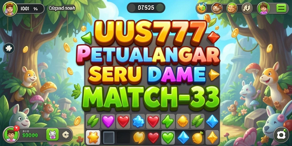 Tangkapan layar UUS777 menampilkan gameplay Match-3 yang seru dan penuh warna.