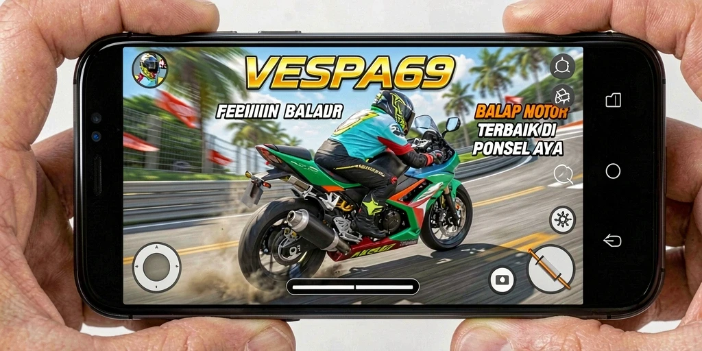 Gameplay VESPA69 yang mendebarkan dengan balapan motor yang seru.