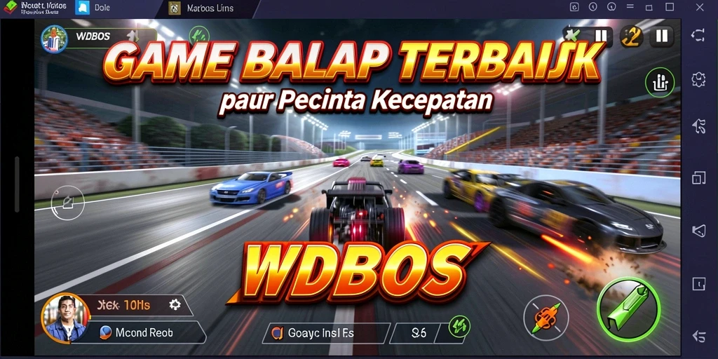 Screenshot utama WDBOS menampilkan momen mendebarkan dalam balapan.